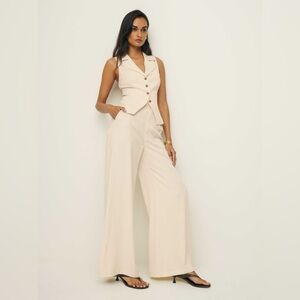 NWT Reformation Two Piece Set - Cream sleeveless vest top and wide leg pant.